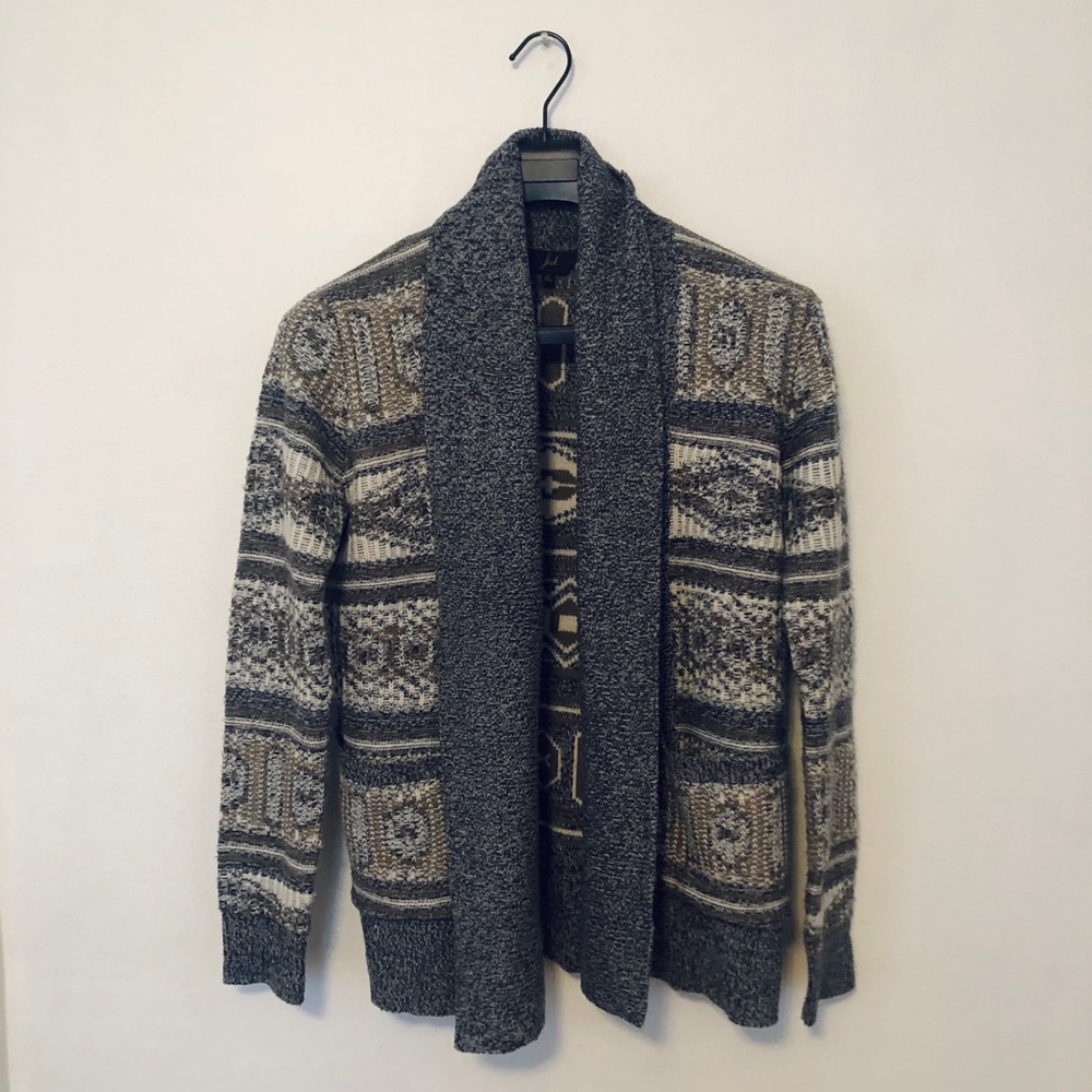 Jack Gray Pattern Open Front Sweater / Cardigan